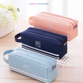 

1 PCS Canvas Pencil Bag Student Stationary Portable Penalties School Tools For Kids Children Zipper Pencil Case School Supplies