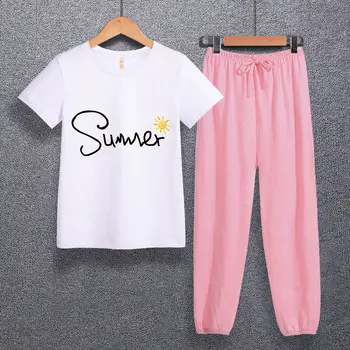 

2pcs Toddler Baby Set 2020 Fashion Summer Kids Girls Clothes Sets Shorts Sleeve Print T-shirt +Elastic Waist Pant Outfits W88