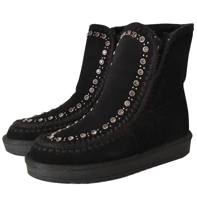 Scarpe donna/Женская обувь; Дамская обувь; Femme; плюшевые ботильоны; зимние женские ботинки без застежки; Botas Mujer - Цвет: AS SHOW