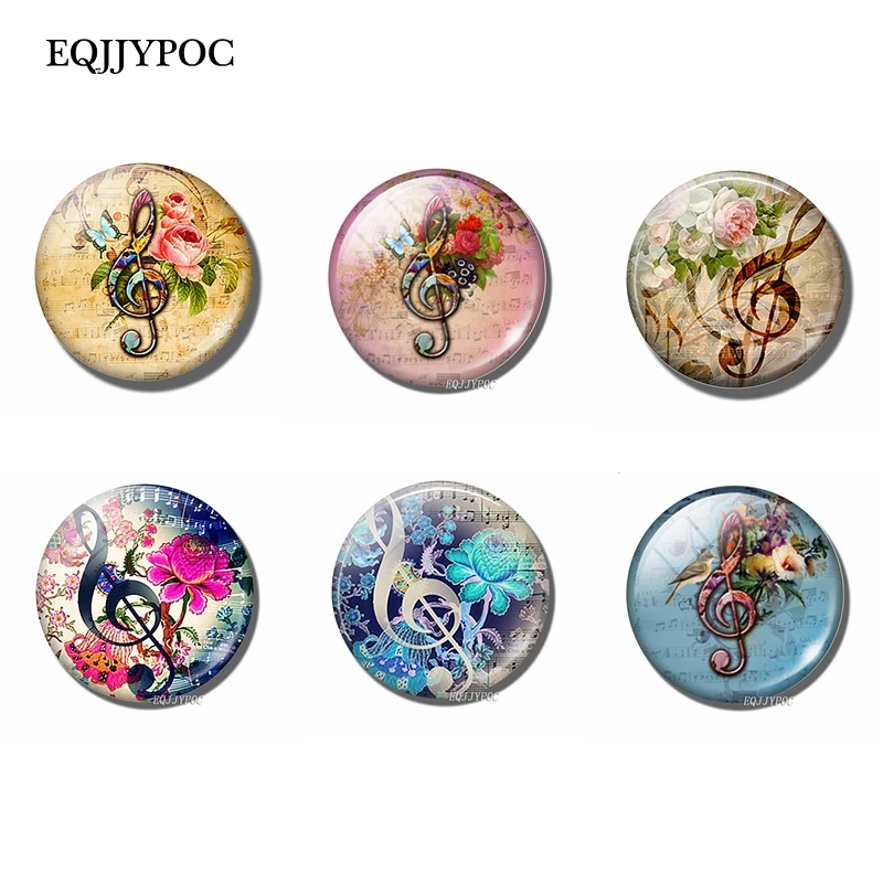 

A Clef 30 MM Refrigerator Magnet Glass Fridge Magnets Magnetic Musical Notation Stickers for Fridge Home Decor Music Lover Gift