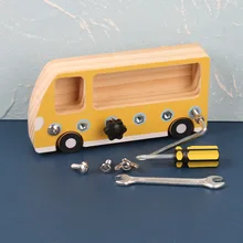 

Children Montessori Educational Toys Busy Bus Twist Screws Nuts Workbench Tools Toys Parent-child Practical Training With Box