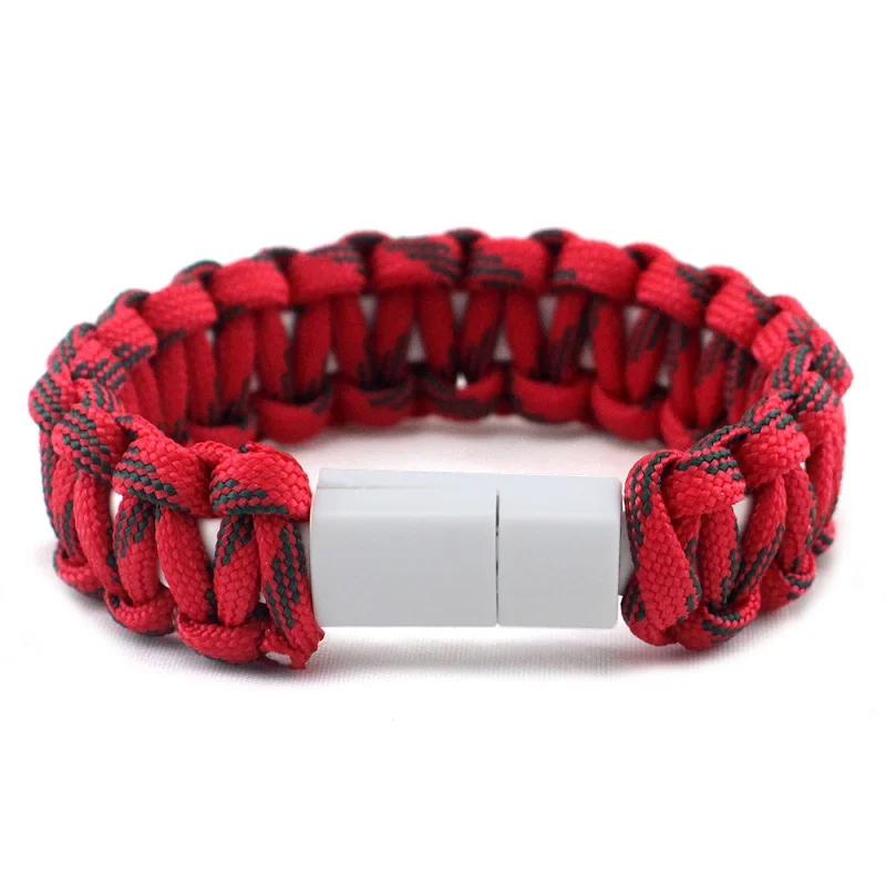 New Hot Outdoor Survival Paracord Nylon Bracelet Wristband Style Paracord USB Cable Bracelet For Android Phone Umbrella Rope - Цвет: HML