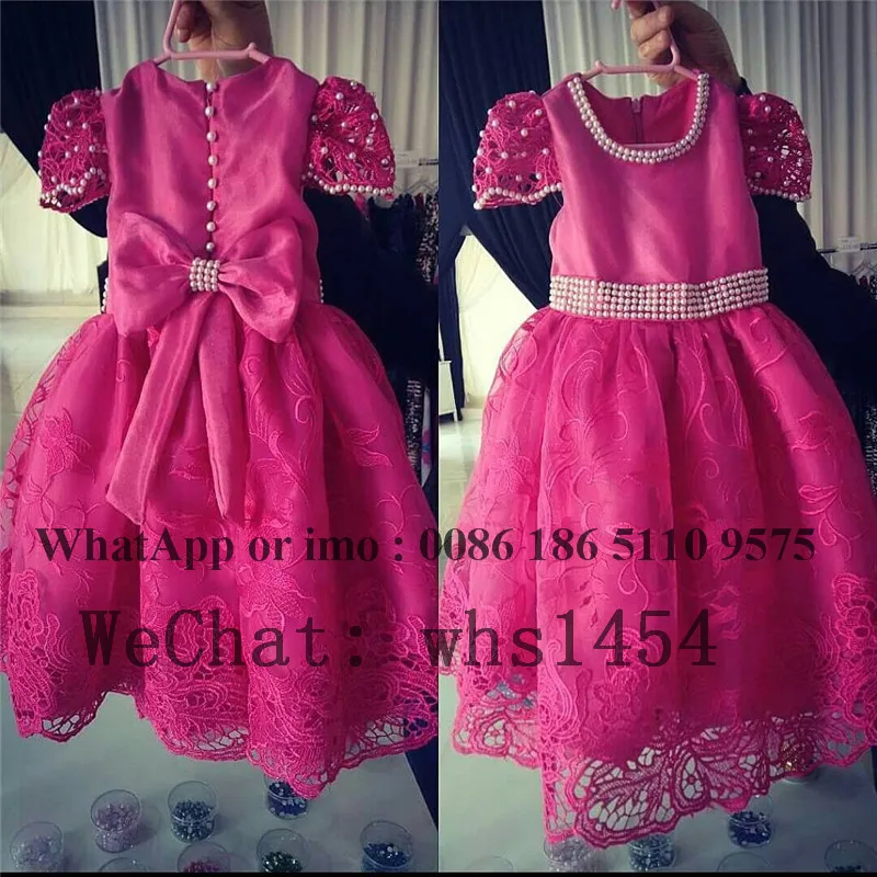Mbcullyd Fuschia/кружевные платья с цветочным узором для девочек на свадьбу,, Primera Comunion, платье с жемчугом, платье для девочек на день рождения - Цвет: Picture color