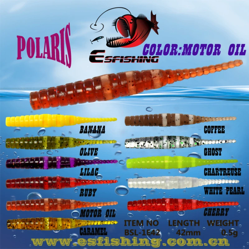 ESFISHING Worm Lures Ice Fishing Bait Soft Polaris 42mm Sinking Lures Pesca Cheap Fishing Tackle Spinnerbait Ice Fishing