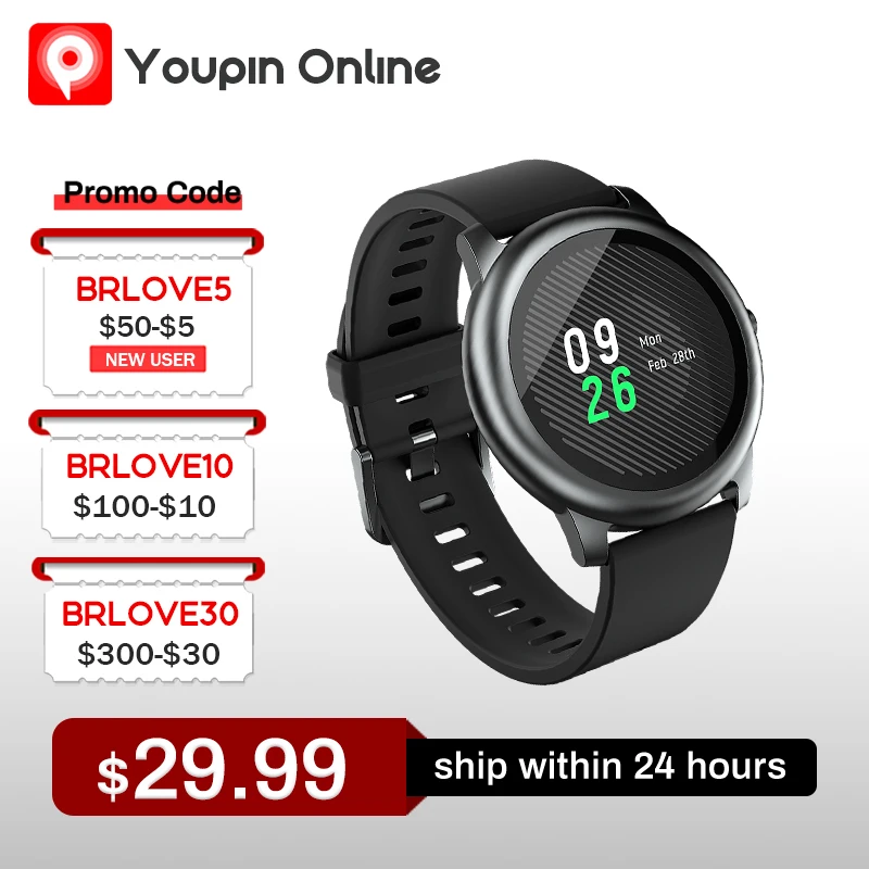 Global Version YouPin Haylou Solar LS05 Smart Watch Sport Metal Round Case Heart Rate Sleep Monitor IP68 Waterproof iOS Android