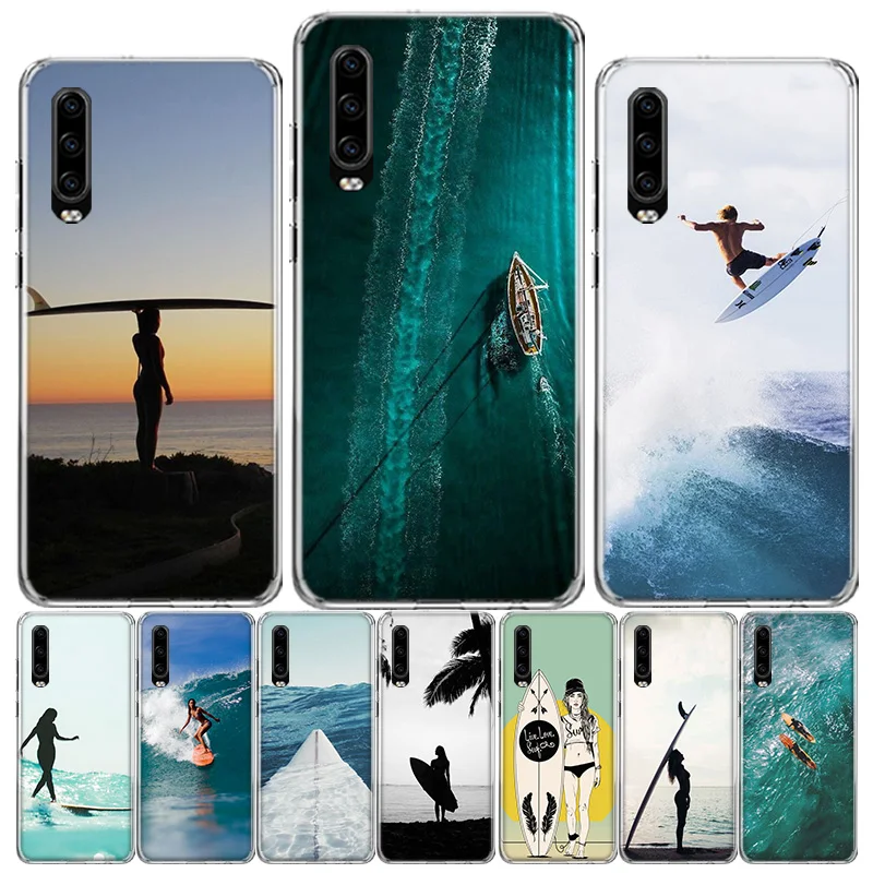 Чехол для телефона с изображением серфинга девушек Huawei P40 P30 P20 P10 Mate 10 20 30 Lite Pro P Smart