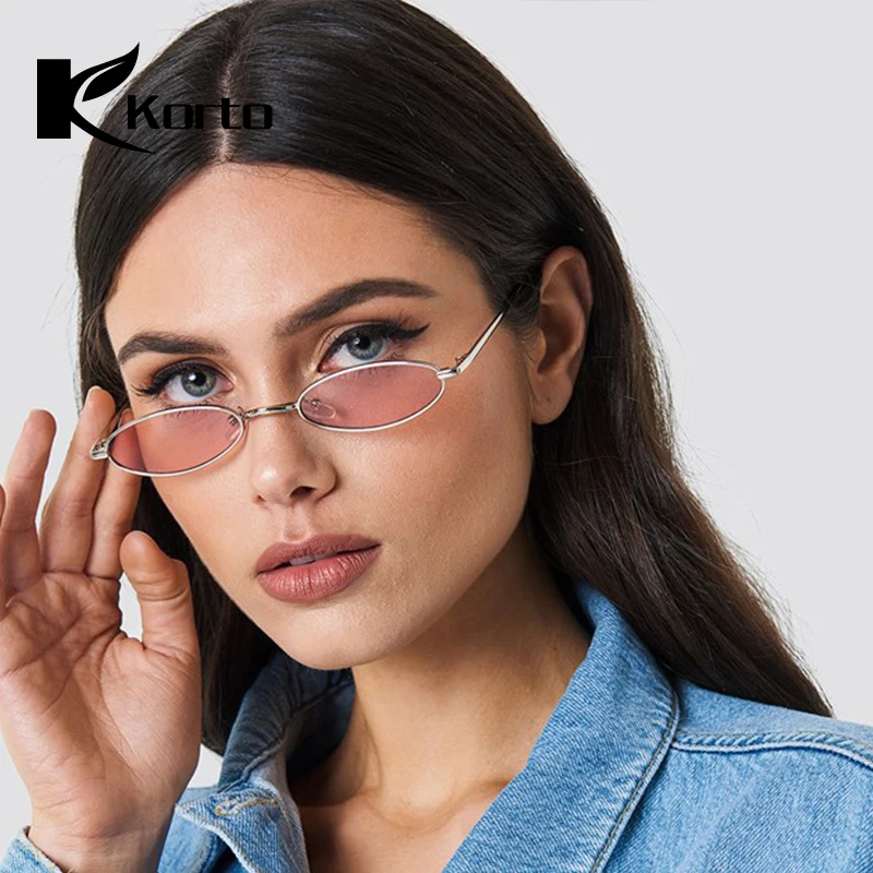 

90S Hippie Vintage Sunglasses for Women Festival Party Sun Glasses Ladies 70S 80S Eyeglasses Small Yellow Red Pink Oval Glasses