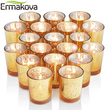 Candelero votivo ERMAKOVA de 6/12 uds, portavelas de cristal Mercury para fiestas de bodas, Hotel, café, Bar, decoración del hogar