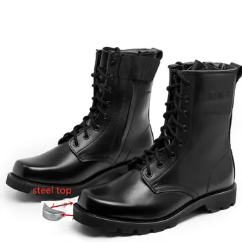 

Steel Toe Military leather boots men Combat bot Infantry tactical boots askeri bot army bots army shoes erkek ayakkabi o