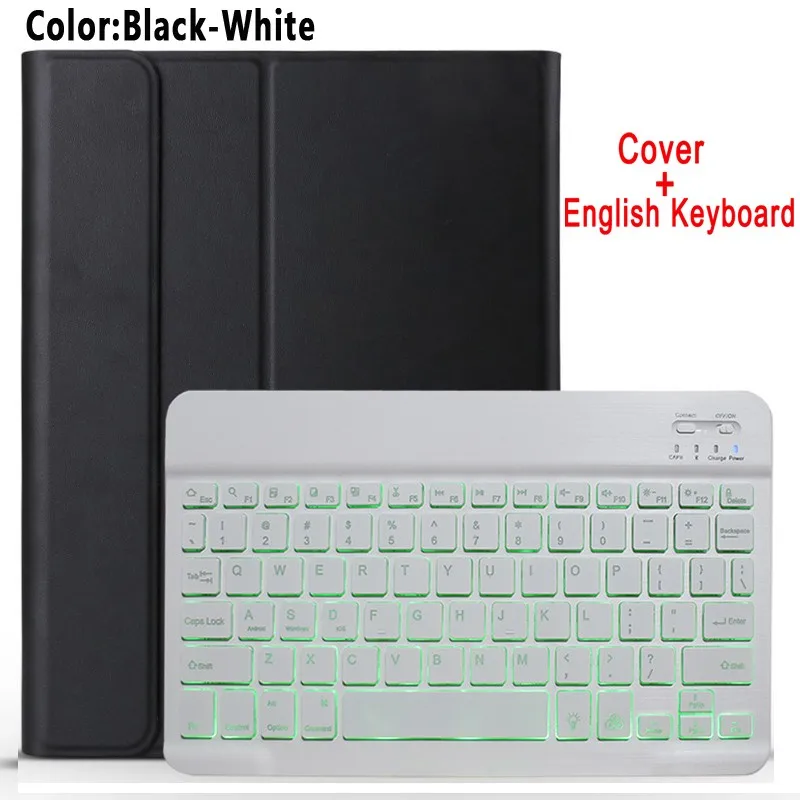 Чехол-клавиатура с подсветкой для samsung Galaxy Tab S5E 10,5 T720 T725 SM-T720, кожаный чехол для планшета, чехол, bluetooth-клавиатура - Цвет: black-white