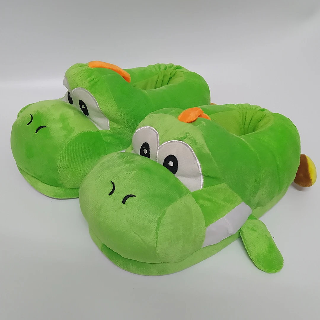 

Winter Plush Cotton Slippers Yoshi Dinosaur Anime Cosplay Cartoon Graphics Male and Ladies Bag Heel Slippers Adult Family Shoes