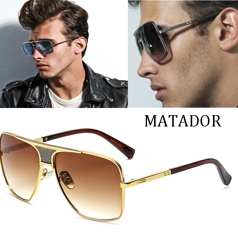 Square Pilot Sunglasses Men Driving Male Luxury Sun Glasses Designer Cool Shades 