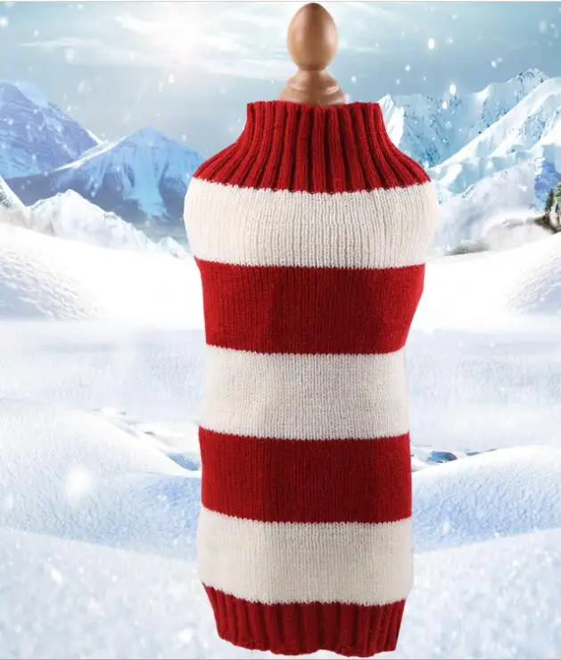 Thick stripes Новая одежда для домашних собак, свитер для маленьких и больших собак, Высокоэластичный вязаный свитер, пальто, зимняя теплая одежда для кошек и собак - Цвет: Thick stripes
