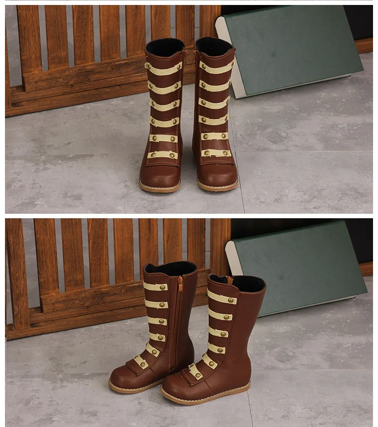 new children's fashion boots girls rivet princess shoes baby long tube Martin knight boots