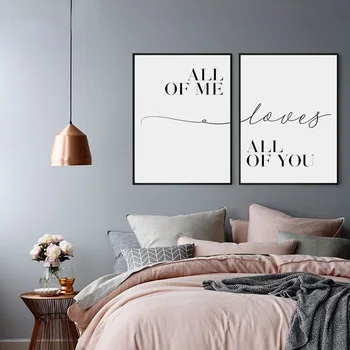 

Black and White Letter All Of You Or Me Paintings on the Wall for Living Room Decoration Pictures Gift Posters No Framed