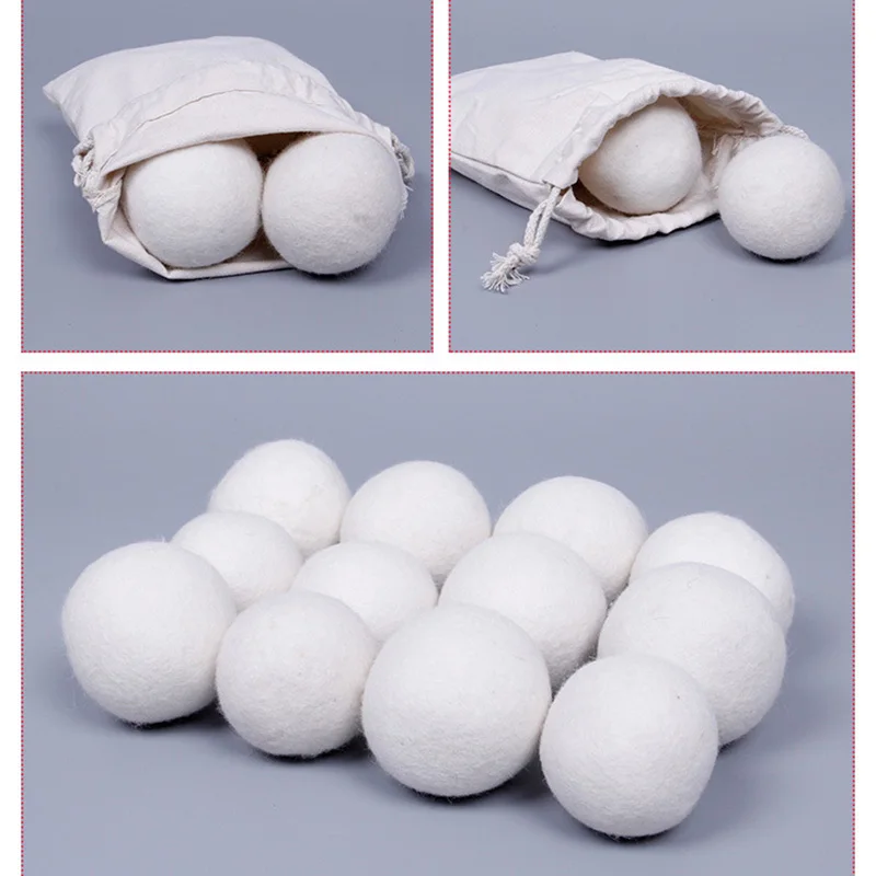 6PCS Laundry Natural Wool Dryer Balls Clean Reusable Fabric Soften 