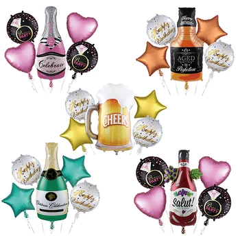 

5Pcs Wine Glass Foil Balloons Party for Gifts Site Decoration Engagement Beer Red Wine Party decorations kids birthday balloons