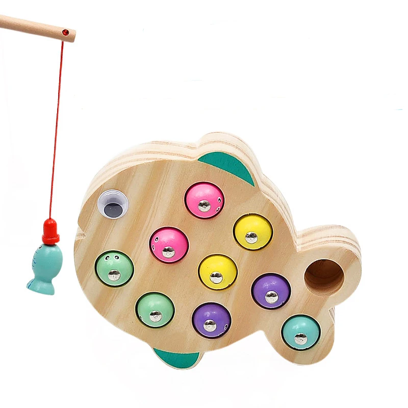 Детские деревянные игрушки Магнитные игры рыбалка игрушка игра Дети 3D Рыба развивающие игры для детей игрушки на открытом воздухе забавные мальчики девочка - Цвет: Темно-серый