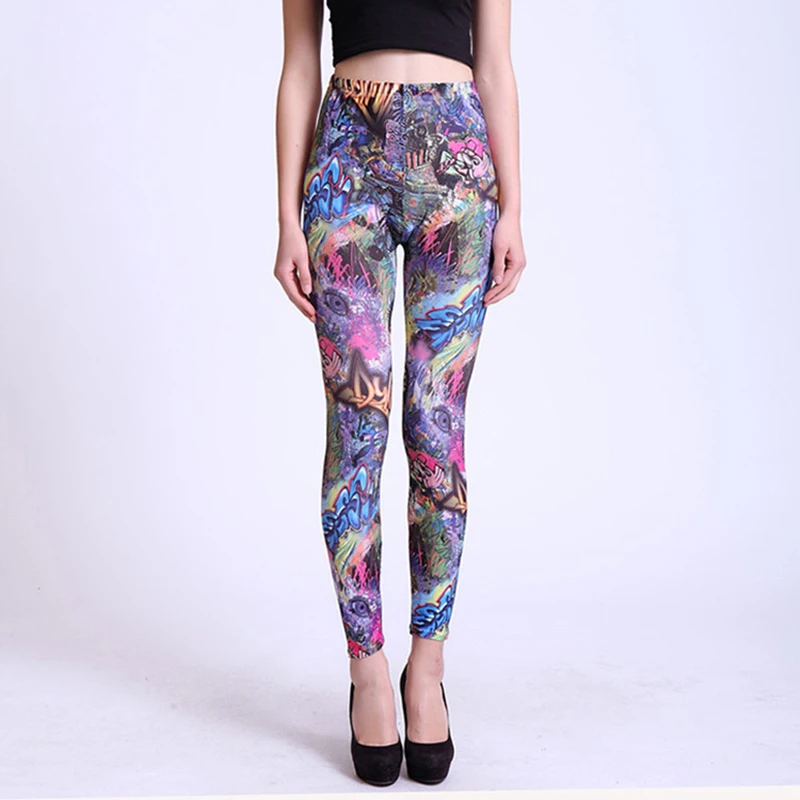 NDUCJSI Leggings Women 3D Printed Cartoon Legging Sexy Breathable Workout Leggins Slim Elastic Plus Size Pants Printed Trousers
