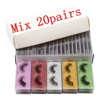 

3D Faux Mink Fur False Eyelashes 10/20 Conducted Multi-color di ka Mixed Natural Eyelash Set Factory Wholesale
