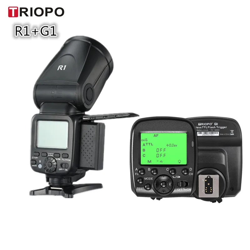 

Triopo R1 Round Head Camera Flash Speedlite 2.4G X Wireless TTL HSS Speedlight Flash With G1 Trigger for Canon Nikon Camera