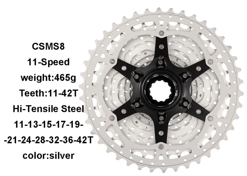 Sunracing 11 скоростей CSMX8 S8 MTB велосипед кассета 11s 40T 42T 46T велосипед свободного хода для shimano 11V система Cassete - Цвет: S8 11-42T silver