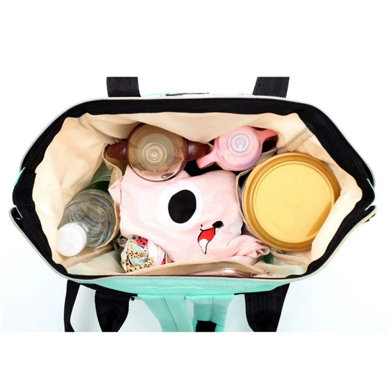 Fashion Cartoon Print Mummy Bag Large Capacity Waterproof Backpack Multi-function Travel Backpack #m