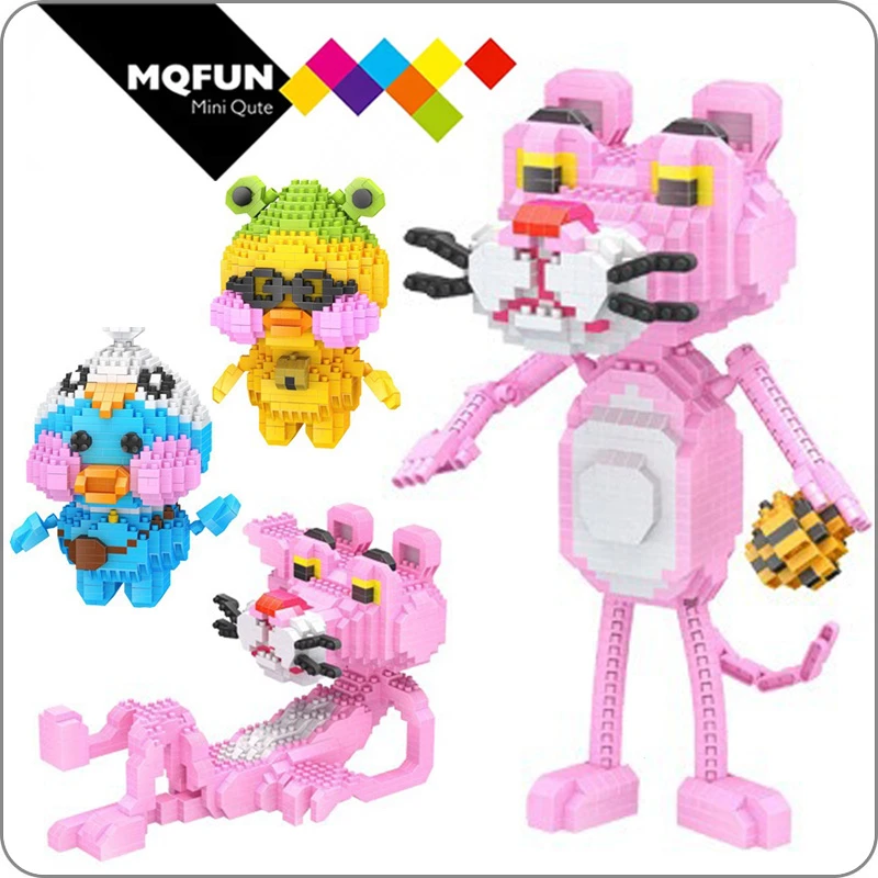 Boyuかわいいアニメ漫画動物ピンクパンサーヒョウアヒル女の子プラスチックビルディングブロックアクション教育玩具 ブロック Aliexpress