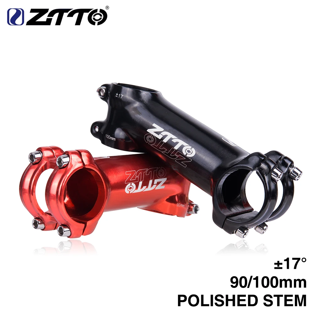 

ZTTO Polished Stem 90mm 100mm 17 degree High-Strength Lightweight 31.8mm for XC Trail MTB Mountain Road Bike glossy Bicycle part