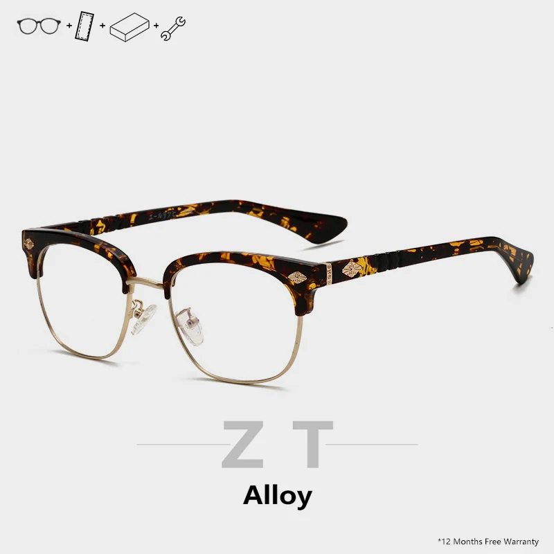 

ZT Gold Frame Computer Glasses Clear Women Vintage Square Designer Rimless Clear Eyeglasses Anti Blue Light Glasses