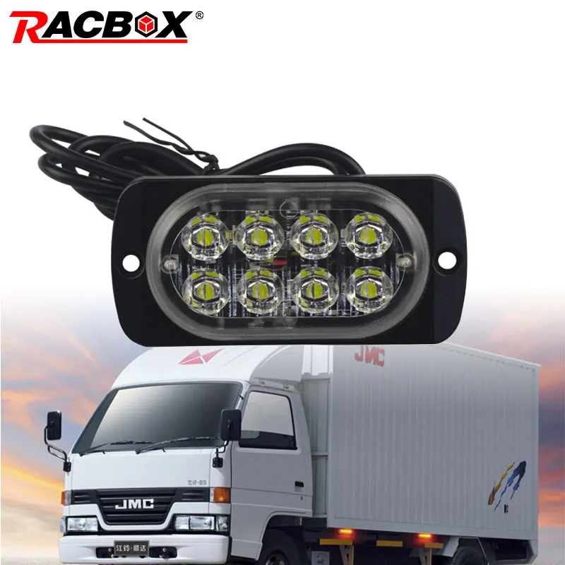 

New 8 leds Ultra-thin warning lamp Led Signal light 18W Yellow Red White DRL flash light for motorcycle Truck Private car 12V
