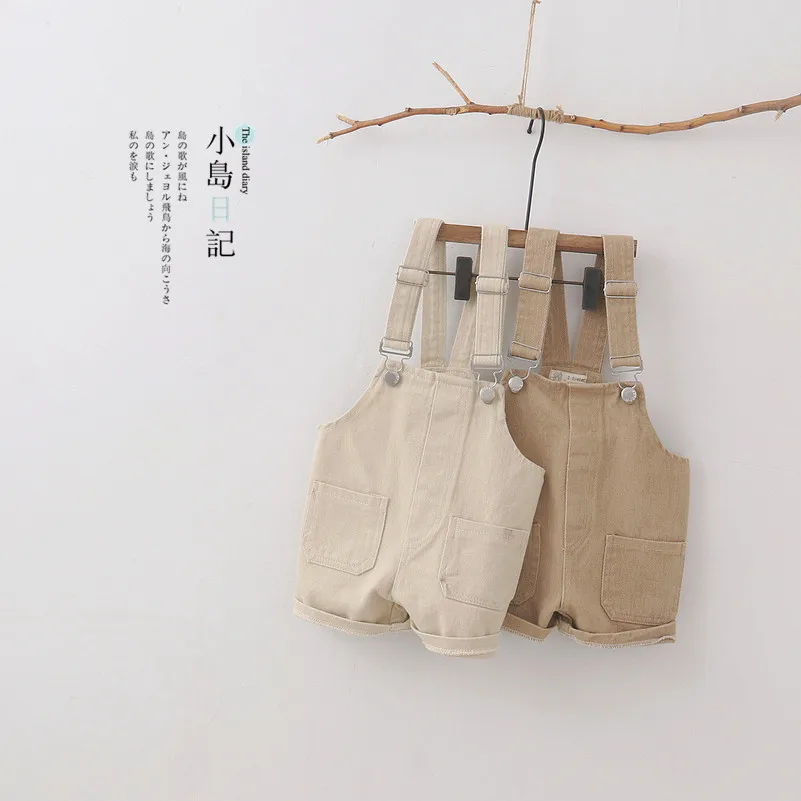 Japanese Style Kids Overalls Comfortable Brief Suspenders Shorts