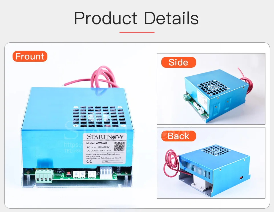 40W-WS MYJG-40 40 Вт Co2 лазерный генератор 110 В 220 В Универсальный высоковольтный источник питания для лазерной гравировки, маркировки, резки
