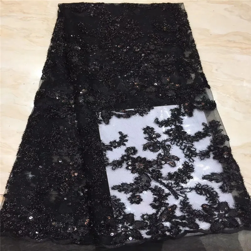 

PROMOTION SALE . 5yard/lot by Epacket High quality black french net lace african lace fabric for wedding dress free shipping