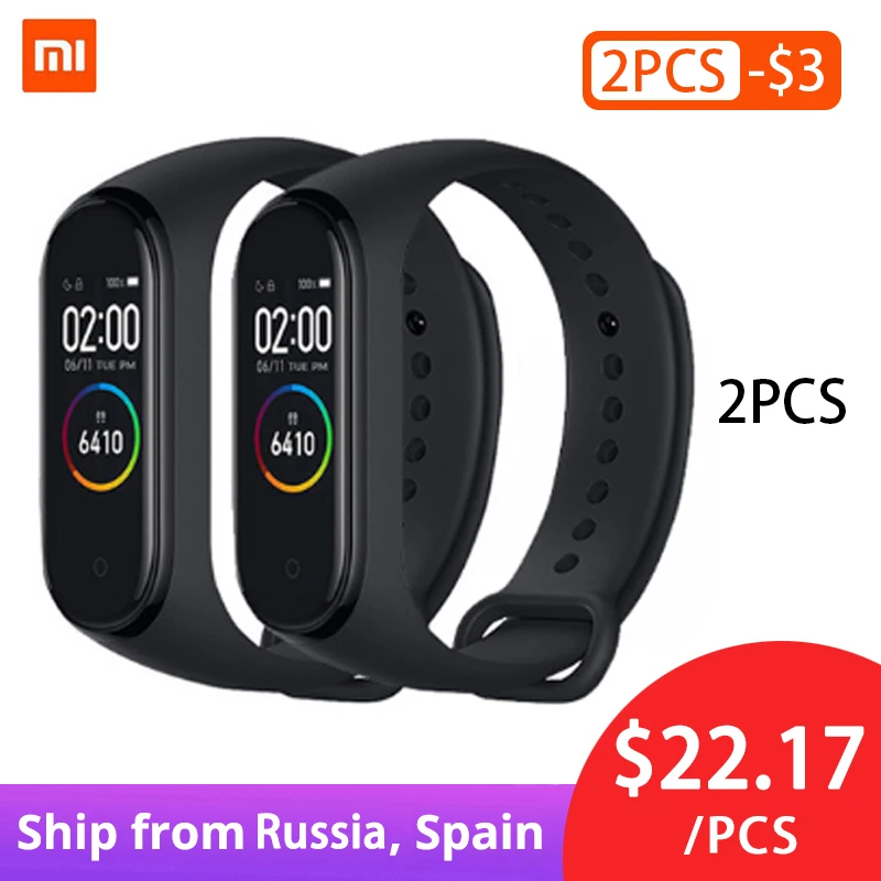  Xiaomi mi Band 4 оригинал 2019 новейшая музыка Смарт mi band 4 Браслет Пульс фитнес 135 мАч цветной экран Bluetooth 5,0 