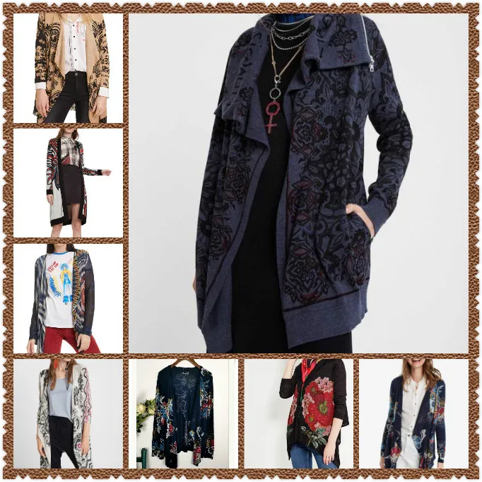 Spanish Style Deg Various Styles Printed Long Knitted cardigan sweater