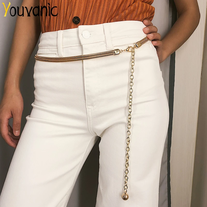 

Youvanic Fashion Punk Long Tassel Metal Belt Chain For Women Gold Ball Round Pendant Belly Dress Waist Chain Female Jewelry 0448
