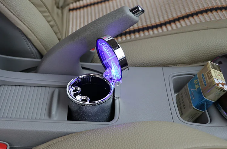 Car Ashtray with LED Light Car Supplies Creative Colored Lights Air Vent Colorful Ash Tray Household