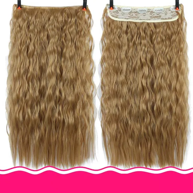 DIFEI Synthetic 24 Inch 5 Clip Long curly Women Clip in Hair Extensions Black Brown High Tempreture Hair Piece 1B/27HL