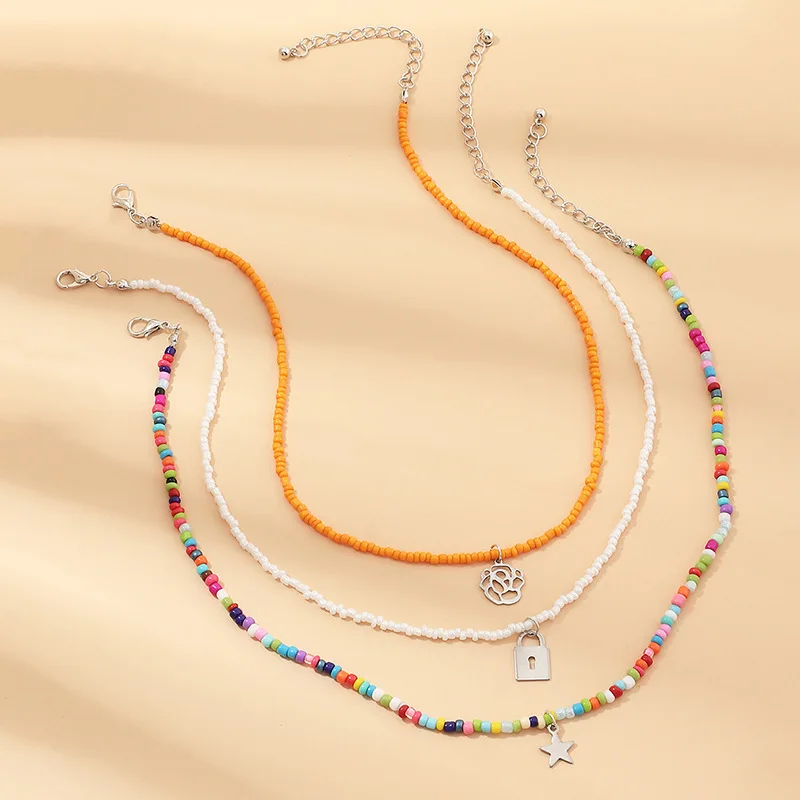 Meetvii New Bohemian Colorful Seed Bead Flower Choker Necklace Statement Short Collar Clavicle Chain Necklace for Women Jewelry - Image 5