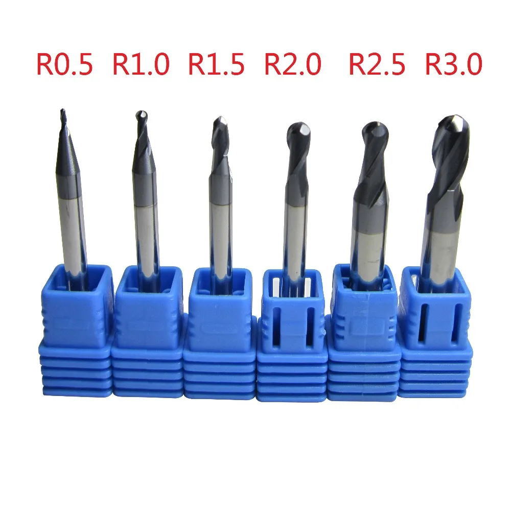 

Ball nose mill 2 flutes R 0.5-6mm cnc end cutter for face machining and metal groove Coated end mill hrc50
