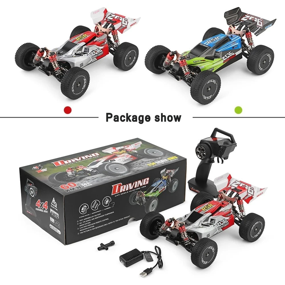 Wltoys 144001 1/14 полноприводный сплав 60 км/ч высокоскоростной Радиоуправляемый багги