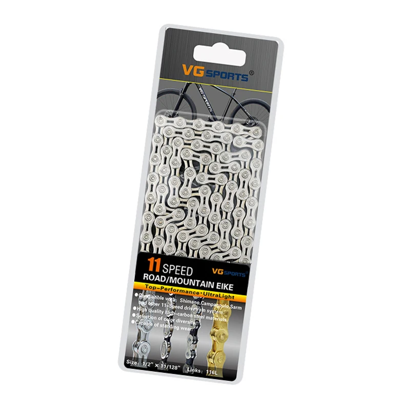 VG SPORTS For 8/9/10/11 Speed Bike Chain MTB Road Racing Bicycle Hollow / Half-hollow 116L Cycling Chain Accessories