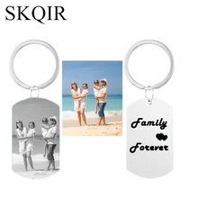 

Engraved Baby Name Keychain Personalized Custom Photo Dog Tag Heart Stainless Steel Silver Plated Keychain for Women Men Gift
