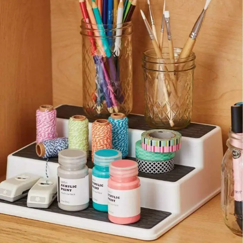 

3-Tiered Spice Rack Desktop Classification Storage Shelf Cabinet Organizer White Kitchen Seasoning Bottle Stepped Tiered Shelf