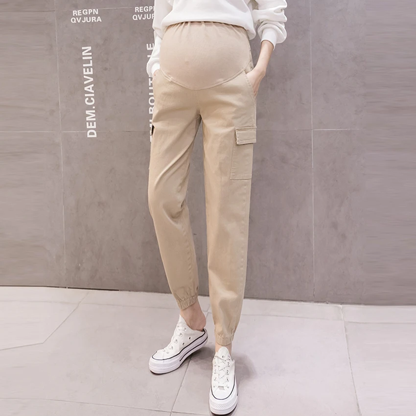 

Casual maternity overalls spring and autumn thick cotton fashion all-match stretch maternity loose casual pants