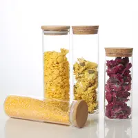 2pcs Wood Lid Glass Airtight Canister Kitchen Storage Bottles Jars Food Container Grains Tea Coffee Beans Grains Candy Jars 2