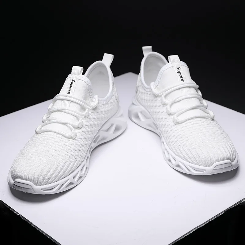

2019 Autumn New Style White Shoes Men's Versatile Running Casual Blade Ozhouzhan Solid Color Fighters Fly Woven Athletic Shoes