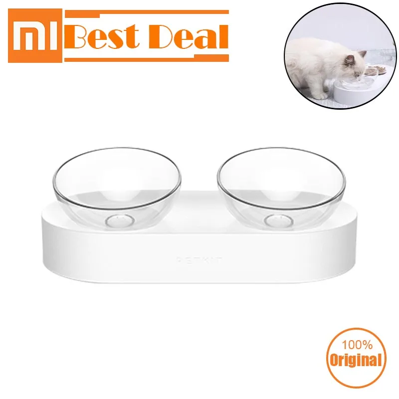 

Xiaomi Petkit 15 Degree Adjustable Double Bowl Place Food and Water Together Dual-purpose Convenient Cat Bowl Pet Feeding Bowl