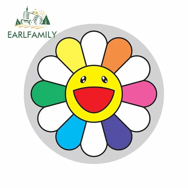 

EARLFAMILY 13cm x 13cm for Takashi Murakami Funny JDM Car Stickers DIY Anime Hip Hop Car Accessories Scratch-proof VAN Decal